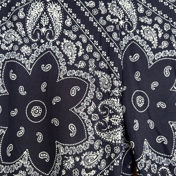 (42)NEW 💙BLUE PAISLEY💙 BOHO FLARE BELL BOTTOM LIGHTWEIGHT PANTS - Picture 5 of 8